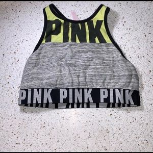 Pink high neck sports bra